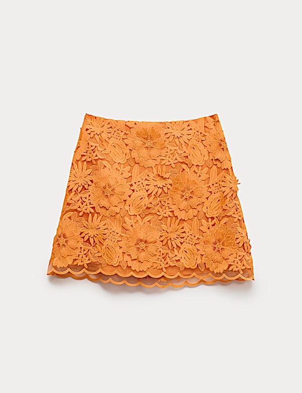 Floral Applique Mini Bodycon Skirt - JE