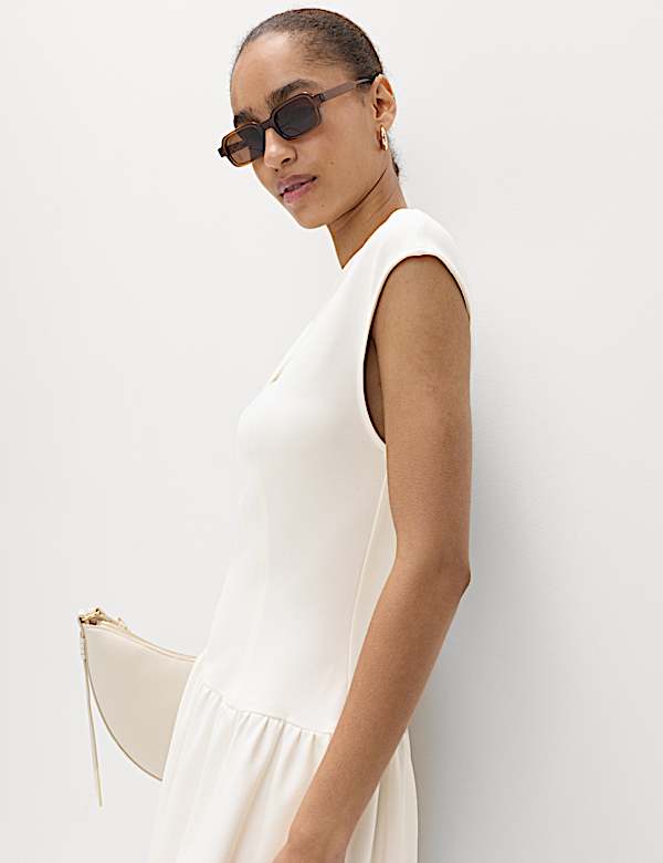 Jersey V-Neck Mini Drop Waist Skater Dress - UA