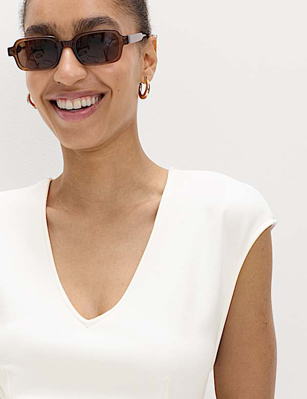 Jersey V-Neck Mini Drop Waist Skater Dress - UA