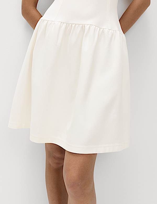 Jersey V-Neck Mini Drop Waist Skater Dress - UA
