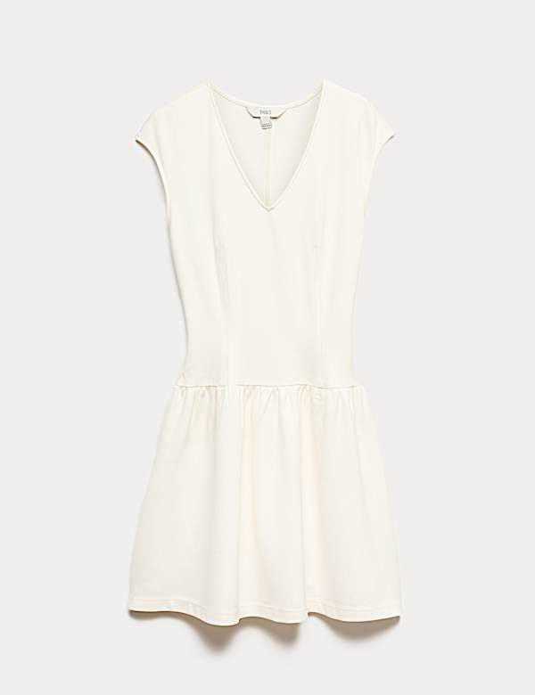Jersey V-Neck Mini Drop Waist Skater Dress - UA