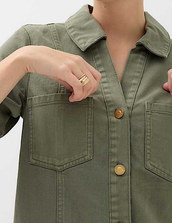 Denim Mini Shirt Dress - RO