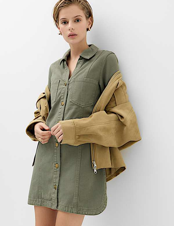 Denim Mini Shirt Dress - RO