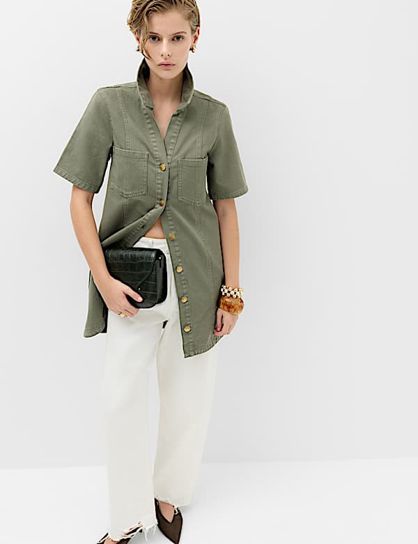 Denim Mini Shirt Dress - RO
