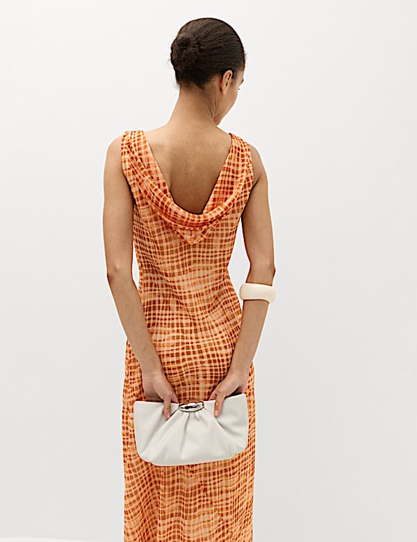 Chiffon Checked Midi Column Dress - JP