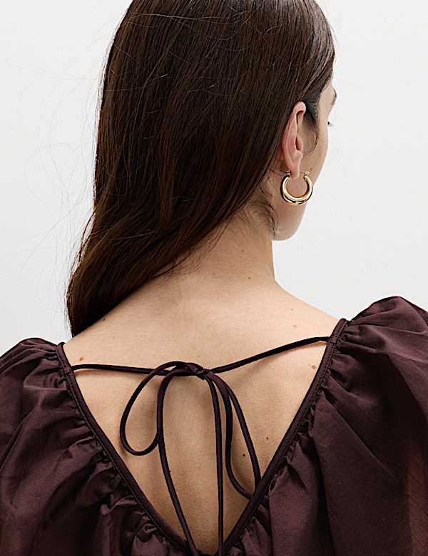Lyocell Rich Frill V-Neck Midaxi Relaxed Dress - LU