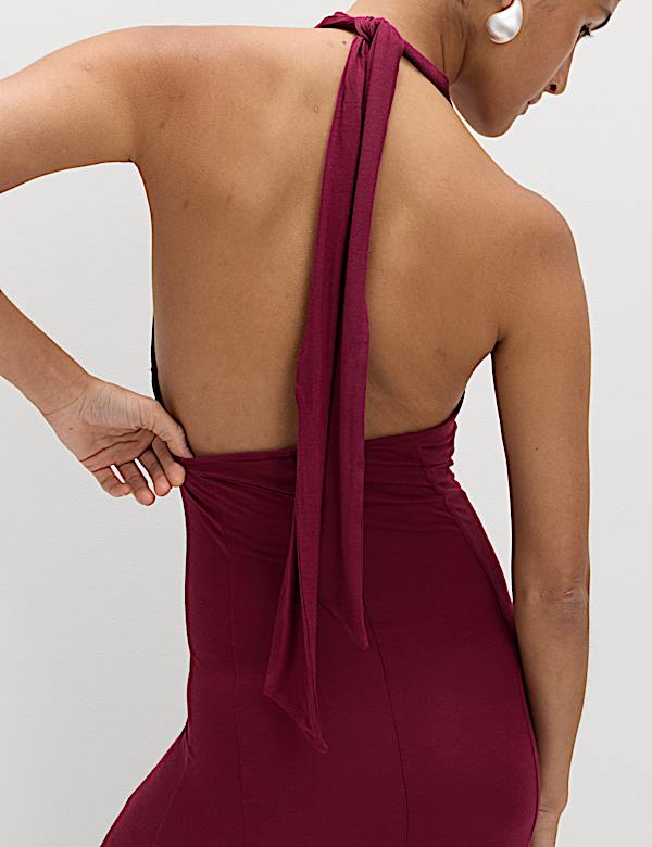 Jersey Halter Neck Midaxi Column Dress - HU