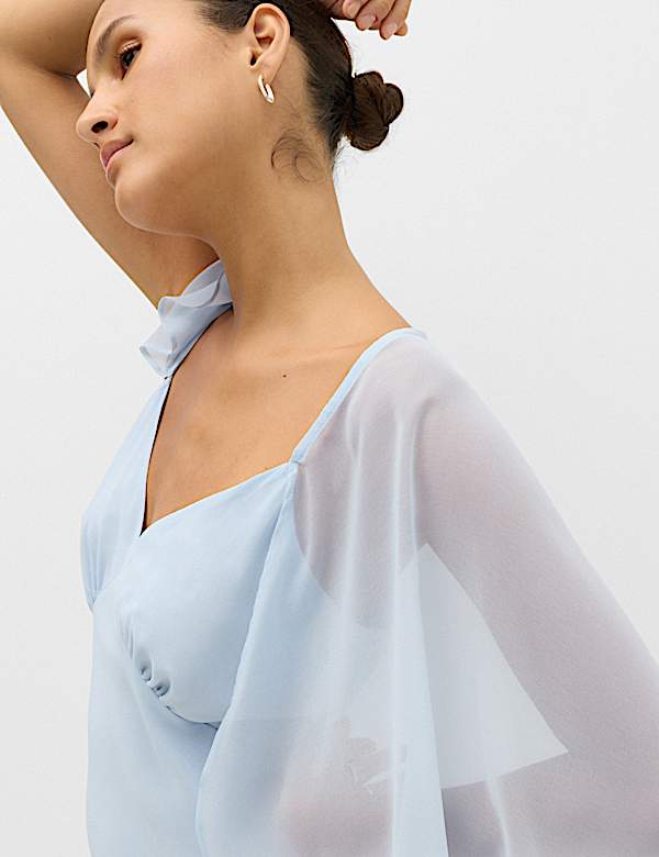 Cape V-Neck Maxi Dress - FI