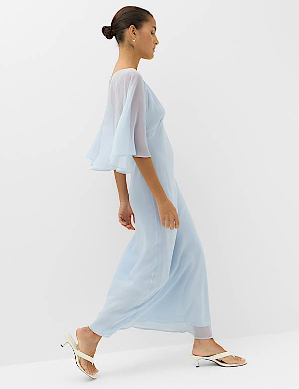 Cape V-Neck Maxi Dress - FI