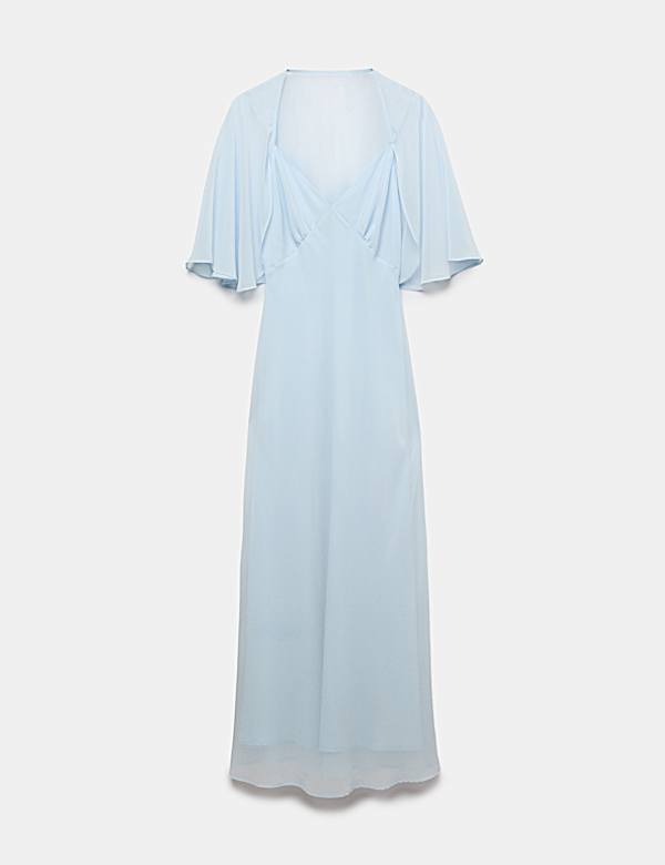 Cape V-Neck Maxi Dress - FI