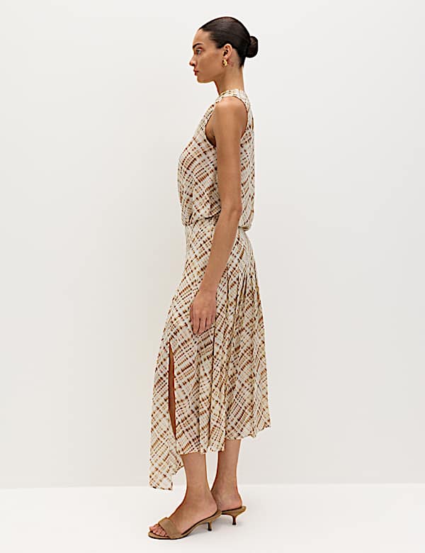 Chiffon Checked Midi A-Line Skirt - JP