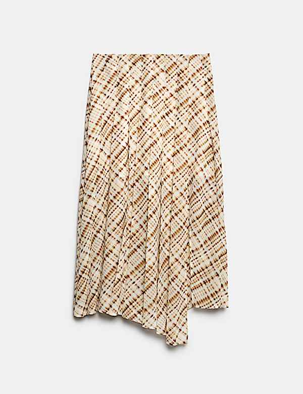 Chiffon Checked Midi A-Line Skirt - JP