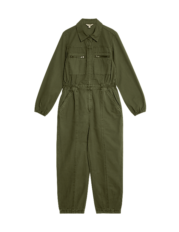 Denim Long Sleeve Utility Jumpsuit