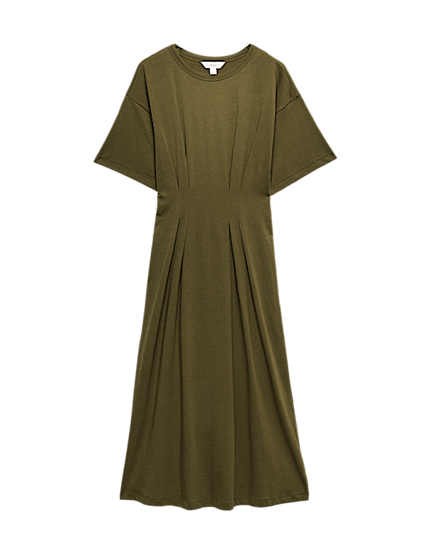 Pure Cotton Waisted Midi T-Shirt Dress