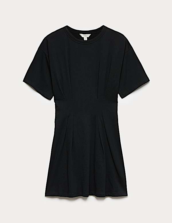 Pure Cotton Waisted Mini T-Shirt Dress - HU