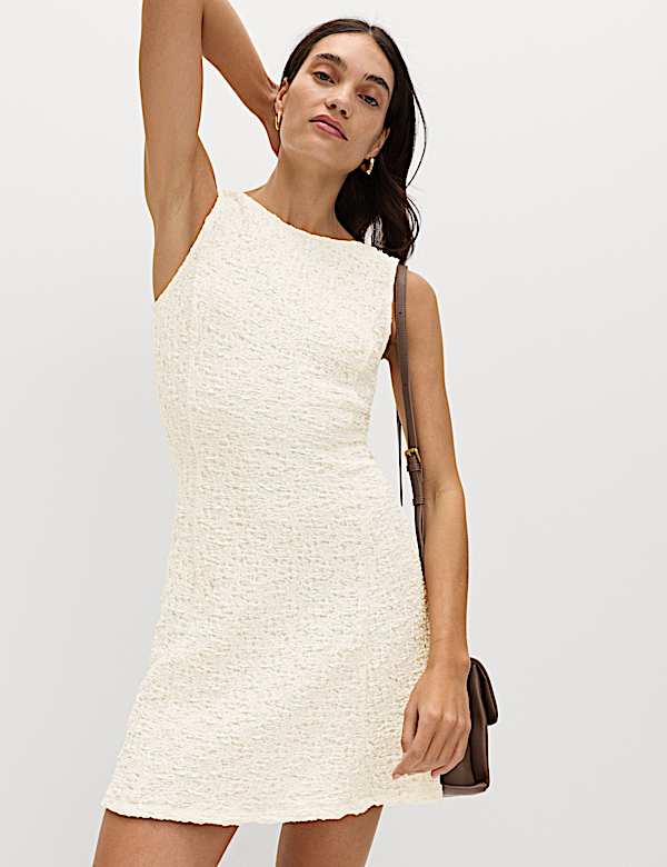 Cotton Rich Textured Mini Column Dress