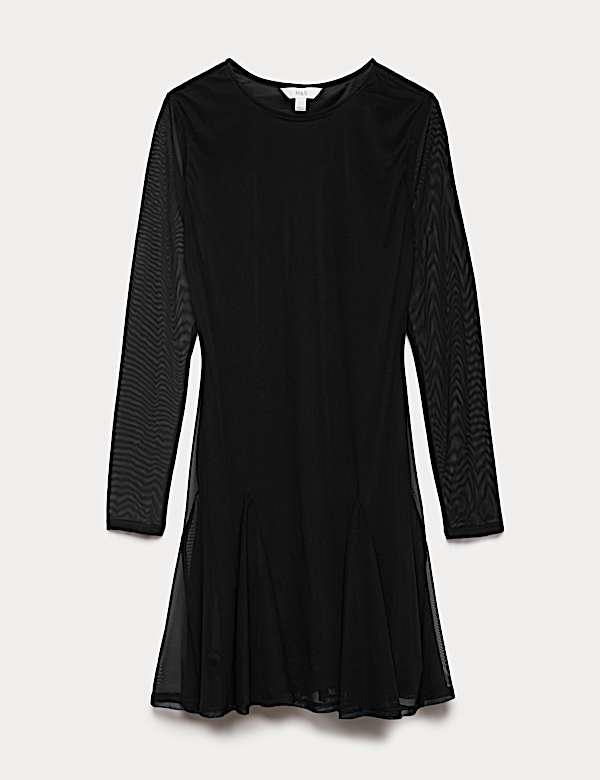 Mesh Round Neck Mini Skater Dress - AU