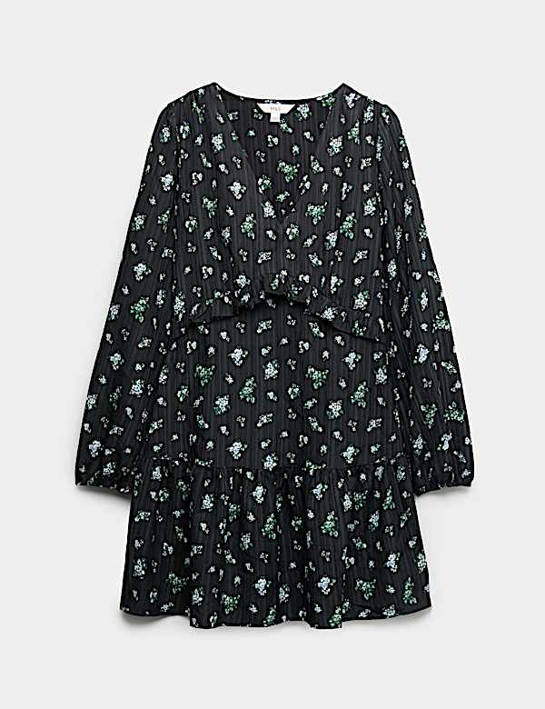 Floral Ruffle Mini Waisted Dress - KG