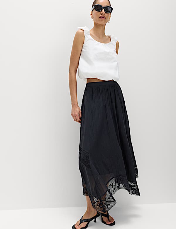 Pure Cotton Lace Maxi Circle Skirt - AU