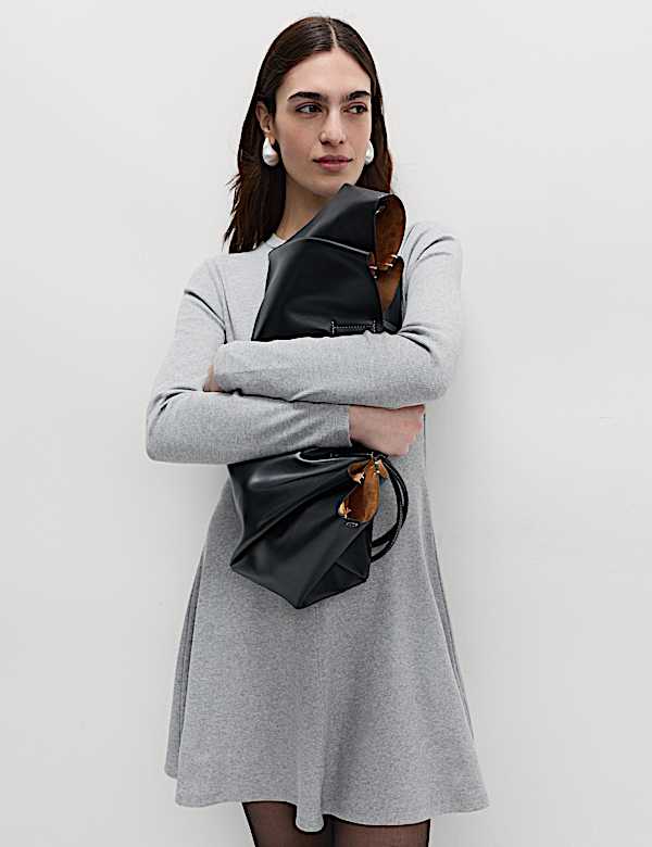 Katoenrijke, geribbelde mini-skaterjurk - NL