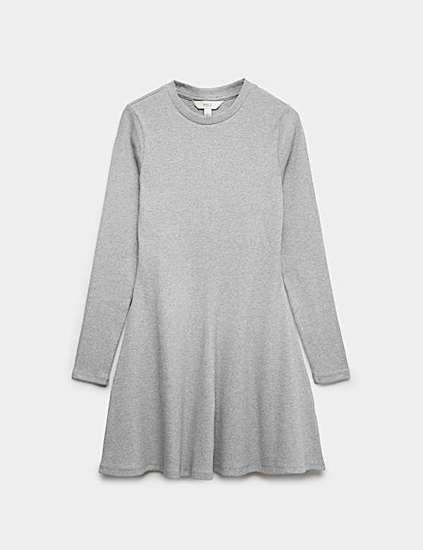 Katoenrijke, geribbelde mini-skaterjurk - NL