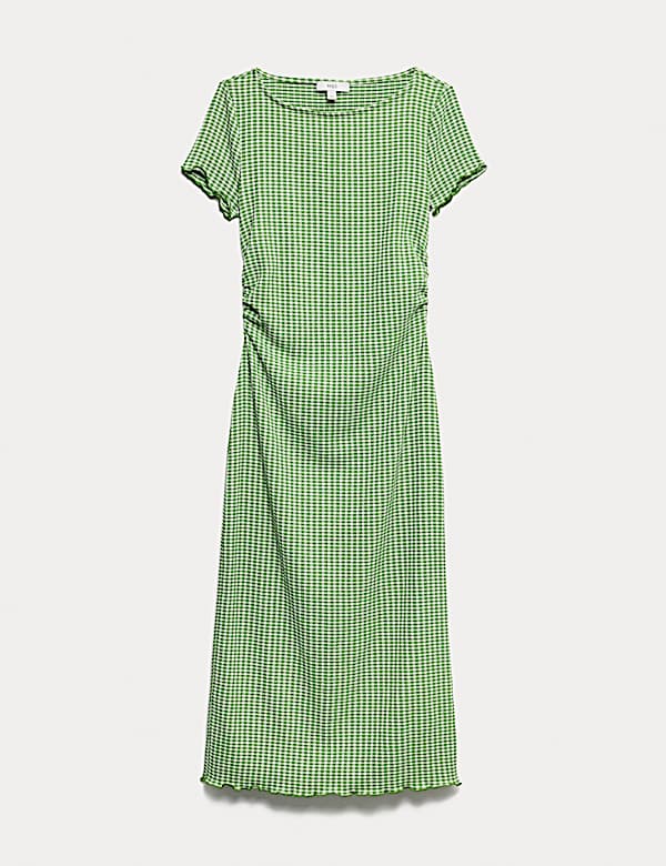 Gingham strukturiertes Midi-Säulenkleid - AT