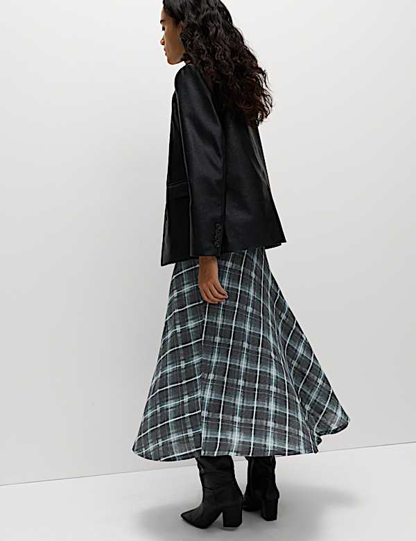 Lyocell Blend Midi A-Line Skirt with Wool