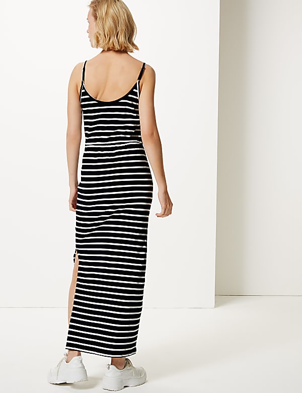 Pure Cotton Striped Waisted Maxi Dress
