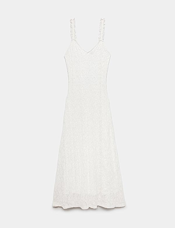 Jersey Lace Trim Midi Bodycon Dress - DE