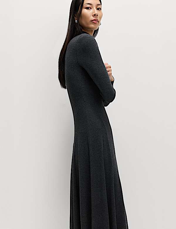 Jersey Ribbed Midi Column Dress - RS