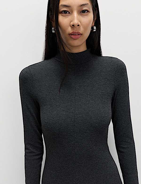 Jersey Ribbed Midi Column Dress - RS