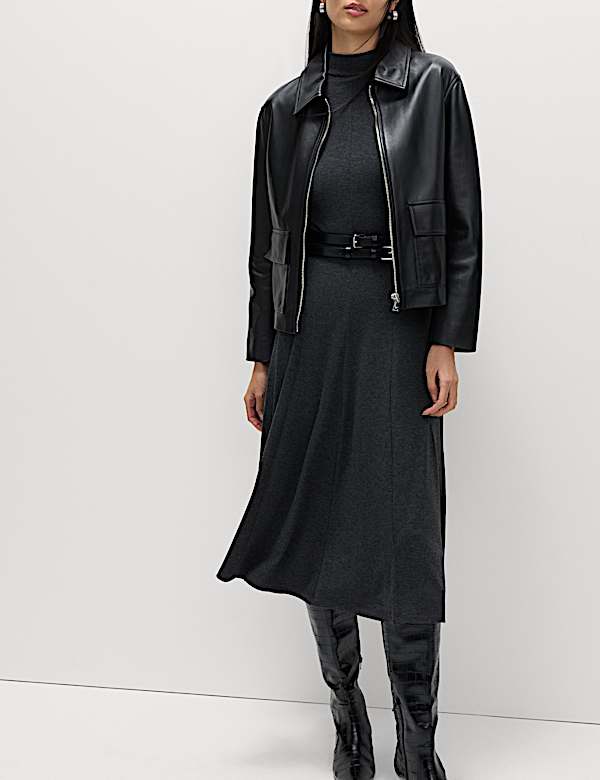 Jersey Ribbed Midi Column Dress - RS