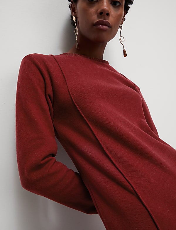Jersey Round Neck Midi Column Dress