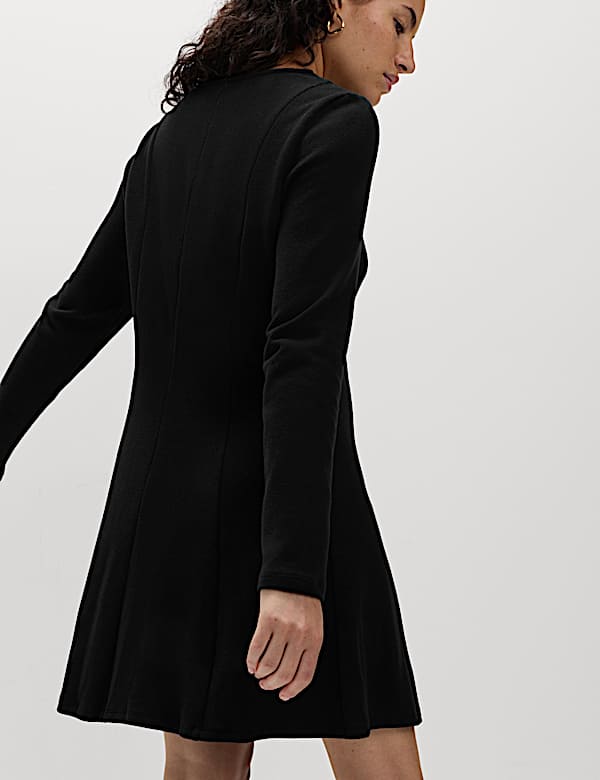 Jersey Round Neck Mini Skater Dress - CA