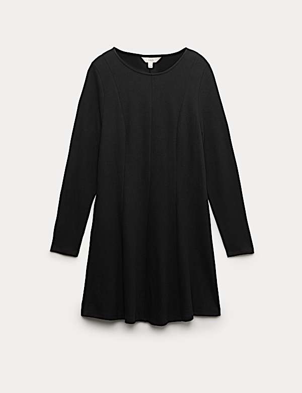 Jersey Round Neck Mini Skater Dress - CA