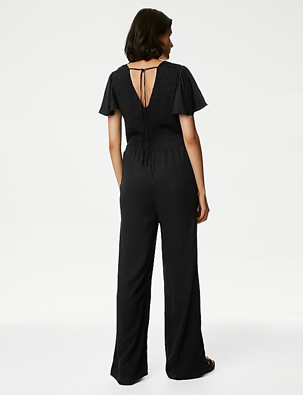 Tie Neck Frill Detail Jumpsuit