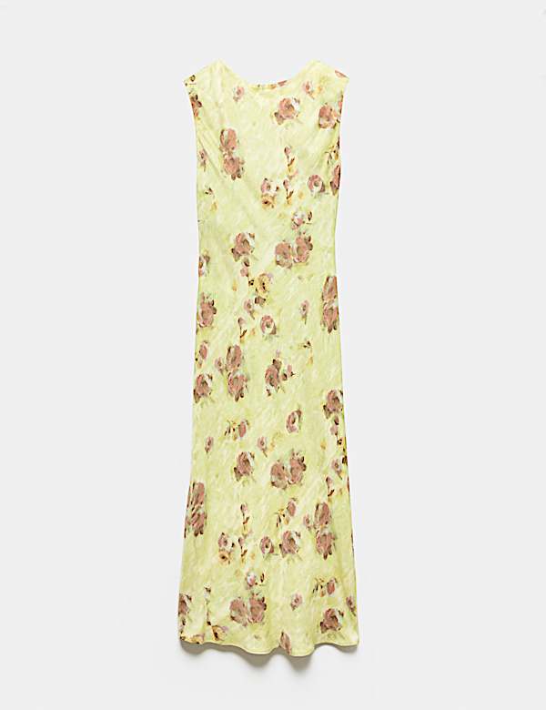 Robe midi coupe droite &agrave; encolure ronde et motif fleuri - LU