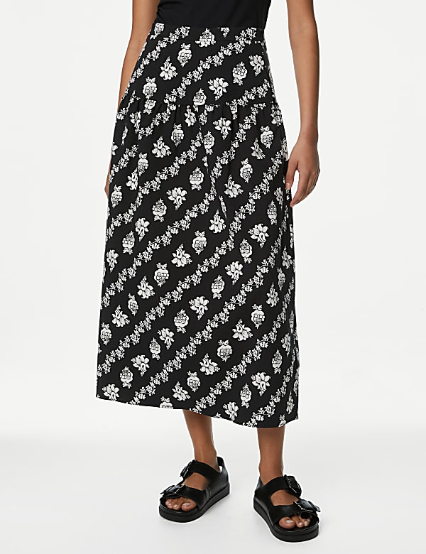 Pure Cotton Printed Midi Circle Skirt