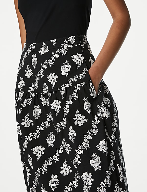 Pure Cotton Printed Midi Circle Skirt