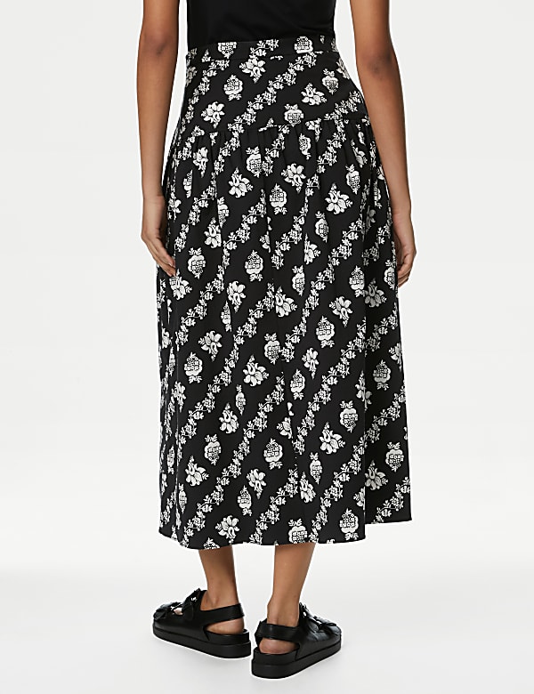 Pure Cotton Printed Midi Circle Skirt