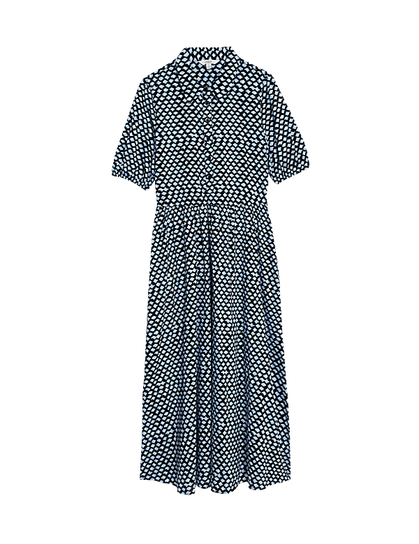 Pure Cotton Printed Midi Shirt Dress