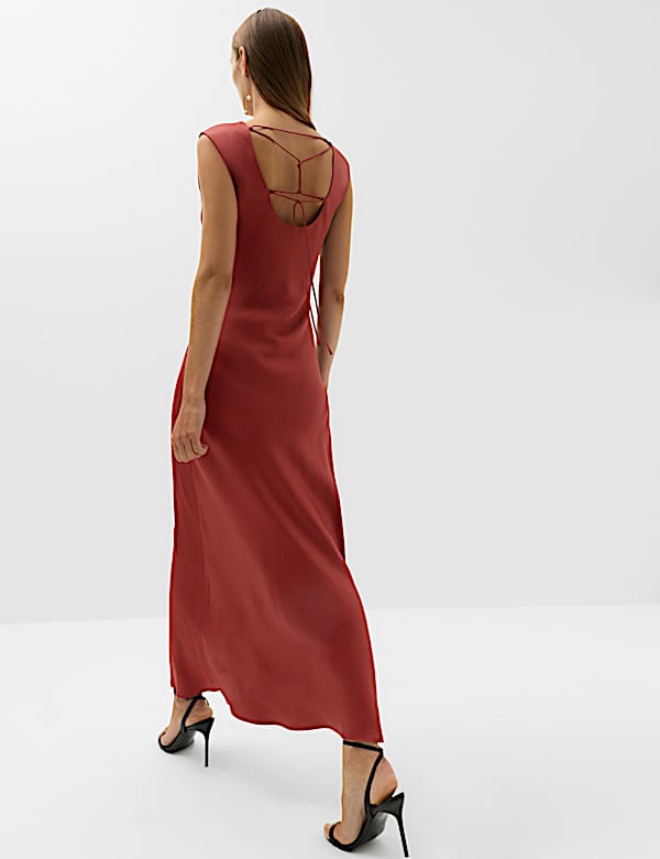 Satin Tie Detail Midi Slip Dress - CY