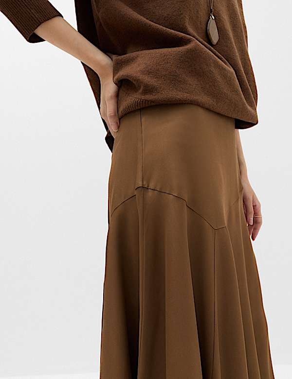 Satin Midi Asymmetric Skirt - DK