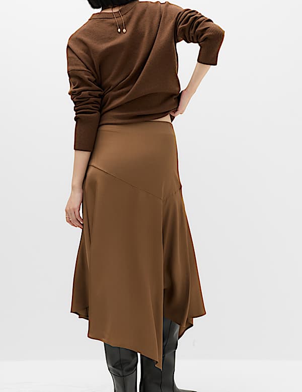 Satin Midi Asymmetric Skirt - DK