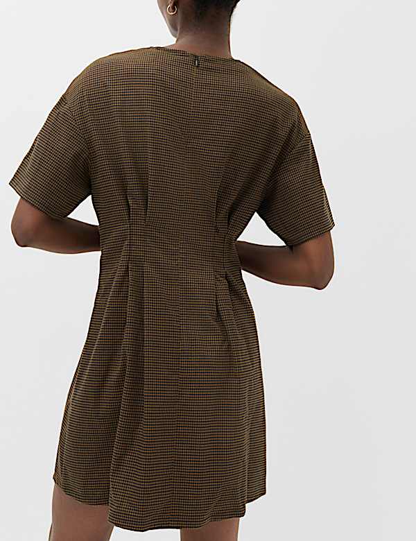Checked Mini Waisted Dress