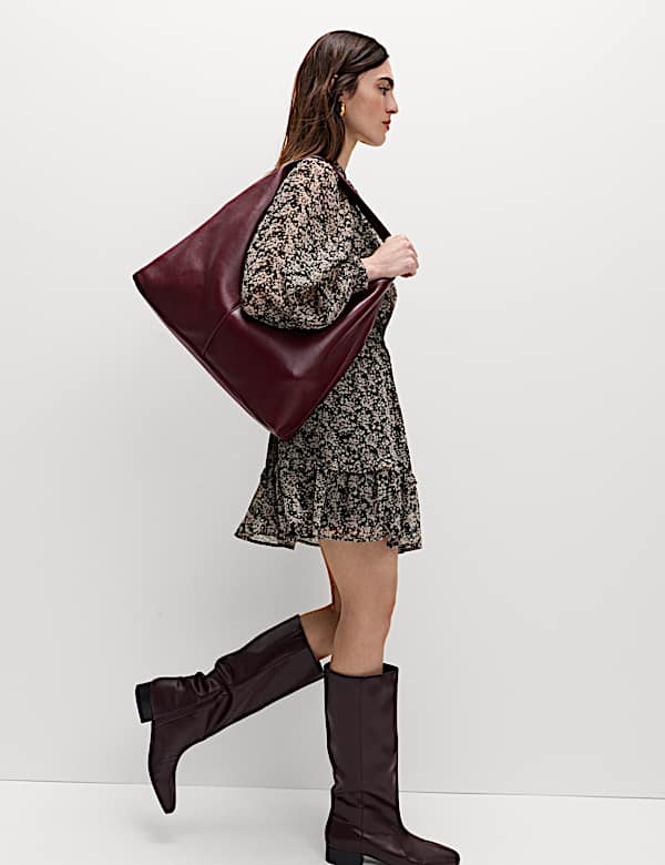 Chiffon Floral Tie Neck Mini Waisted Dress