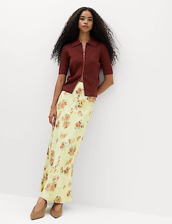 Floral Maxi A-Line Skirt - JP