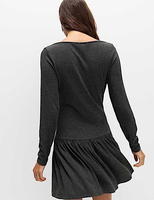 Jersey Drop Waist Mini Skater Dress - US