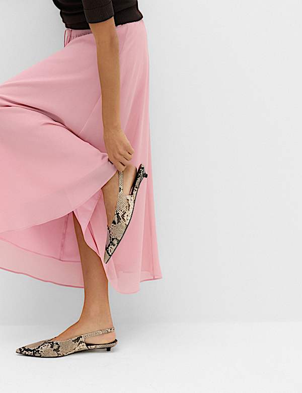 Tie Waist Midi A-Line Skirt - AL