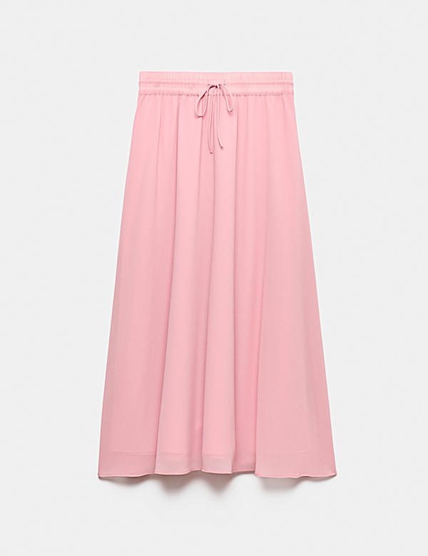 Tie Waist Midi A-Line Skirt - AL